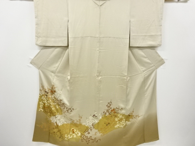JAPANESE KIMONO / IRO-TOMESODE / EMBROIDERY / KINSAI / FLORAL PLANTS
